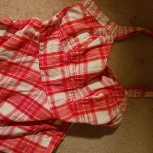 Red and white convertible straps dress